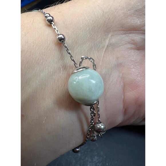 Burmese jade adjustable bolo sterling silver bracelet - Picture 7 of 15